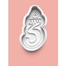 Aktastore Mum Figürlü Üç Rakamı Kurabiye Kalıbı ve Şeker Hamuru Kalıbı - 3 Numara