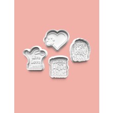 Aktastore Köpek Aşkı Kurabiye Kalıbı ve Şeker Hamuru Kalıbı 4'lü Set