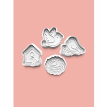 Aktastore Kuşlar Kurabiye Kalıbı ve Şeker Hamuru Kalıbı 4'lü Set