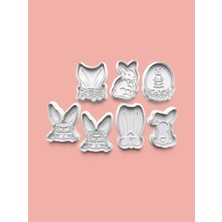 Aktastore Paskalya Tavşanı Kurabiye Kalıbı ve Şeker Hamuru Kalıbı 7'li Set