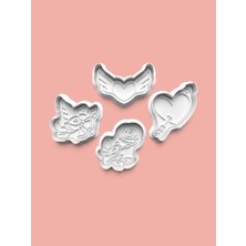 Aktastore Aşk Kurabiye Kalıbı ve Şeker Hamuru Kalıbı 4'lü Set