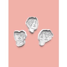 Aktastore Çiçekli Kadın Kurabiye Kalıbı ve Şeker Hamuru Kalıbı 3'lü Set