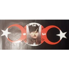 Epoksi Reçine Atatürk Temalı 33X96CM Ebadında Duvar Saati.