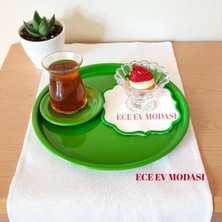 6'lı Metal Yuvarlak Çay, Kahve, Pasta Servis Tepsisi Dekoratif Sunum Tepsisi 24 cm