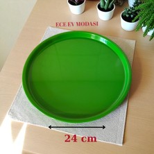 6'lı Metal Yuvarlak Çay, Kahve, Pasta Servis Tepsisi Dekoratif Sunum Tepsisi 24 cm