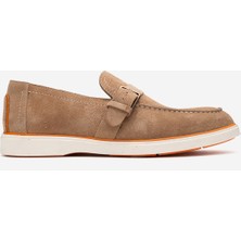 Dericlub Erkek Hafif Tabanlı Toka Detaylı Loafer Gerçek Süet Deri Cr 2406 Vizon