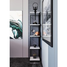 5 Raflı Metal Köşe Kitaplık Dekoratif Aksesuar Rafı Çiçeklik Salon Dekoratif Çok Amaçlı Raf