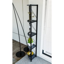 5 Raflı Metal Köşe Kitaplık Rafı Dekoratif Aksesuar Rafı Salon Dekoratif Raf Çiçeklik