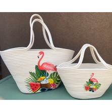 Elçiçek Homedecor,hasır Çanta,kol Çantası,anne Kız Plaj Çantası