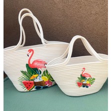 Elçiçek Homedecor,hasır Çanta,kol Çantası,anne Kız Plaj Çantası