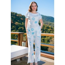 Pamuklu Kadın Kıbrıs Yarasa Kol Bluz Pantolon Takım
, 411055