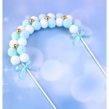 Mavi Beyaz Top Kemer Şeklinde Erkek Bebek Pasta Süsü