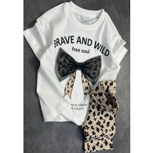 Kız Çocuk Yazlık Leopar Desenli Taytlı Alt Üst Takım Özel Gün Günlük Yazlık Takımlar