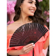 - Yelpaze Siyah Özel Hediye Kesesi Ile Bambu Şık Japon Lüks Özel Tasarım
