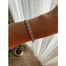 Xuping Kare Zirkon Taşlı Şerit Silver Bileklik
