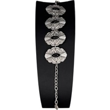 Bileklik, Gümüş Kaplamalı, Ayarlanabilir, Unisex Bileklik ( Siyah Taşlı Bileklik )