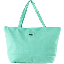 Yumuşak Deri Dokulu Plaj Çantası 5555 Mint