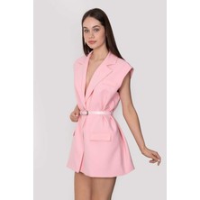 Rawea Kemerli Şal Yaka Blazer Yelek - Oversize & Pamuklu