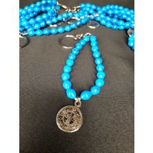 Mavi Plastik Boncuklu Osmanlı Tuğralı Anahtarlık – Şık ve Anlamlı Aksesuar