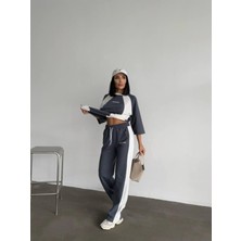Oversize Yazı Detaylı Unisex Eşofman Takımı – Yüksek Bel, Dijital Baskı, Rahat Kesim