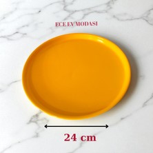 6'lı Metal Yuvarlak Çay, Kahve, Pasta Servis Tepsisi Dekoratif Sunum Tepsisi 24 cm