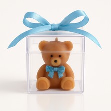 Hoş Geldin Bebek Ayıcık Mum Hediyelik – Erkek Bebek – Mavi Kurdele – Mevlid – Baby Shower – El Yapımı (10–30 Adet)
