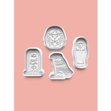 Aktastore Mısır Arkeoloji Teması Kurabiye Kalıbı ve Şeker Hamuru Kalıbı 4'lü Set