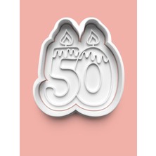 Aktastore Mum Figürlü Elli Rakamı Kurabiye Kalıbı ve Şeker Hamuru Kalıbı - 50 Numara