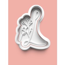 Aktastore Çiçek Desenli L Harfi Kurabiye Kalıbı ve Şeker Hamuru Kalıbı