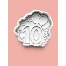 Aktastore On Yaş Doğum Günü Kurabiye Kalıbı ve Şeker Hamuru Kalıbı - 10 Rakamı