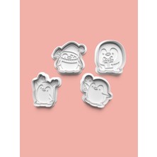 Aktastore Sevimli Penguenler Kurabiye Kalıbı ve Şeker Hamuru Kalıbı 4'lü Set