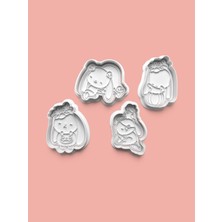 Aktastore Sevimli Tavşan Kurabiye Kalıbı ve Şeker Hamuru Kalıbı 4'lü Set