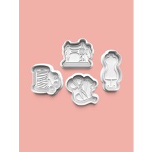Aktastore Dikiş ve Yorgancılık Teması Kurabiye Kalıbı ve Şeker Hamuru Kalıbı 4'lü Set