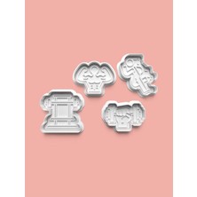 Aktastore Gym Kurabiye Kalıbı ve Şeker Hamuru Kalıbı 4'lü Set