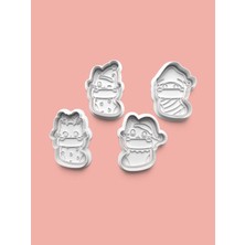 Aktastore Sevimli Çoraplı Kedi Kurabiye Kalıbı ve Şeker Hamuru Kalıbı 4'lü Set