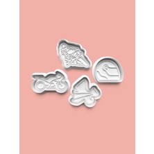 Aktastore Motorsiklet Kurabiye Kalıbı ve Şeker Hamuru Kalıbı 4'lü Set