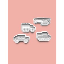 Aktastore Askeri Araçlar Kurabiye Kalıbı ve Şeker Hamuru Kalıbı 4'lü Set