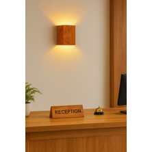 Aysem Wood PİLLİ  Yansıtma Tasarımlı Çift Yönlü Ahşap Salon Hol Cafe Otel Duvar Aplik Avize