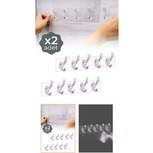 Şeffaf Askı Yapışkanlı 5'li Askılık Kapı Duvar Askısı