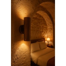 Aysem Wood Masif Ahşap Yansıtma Tasarımlı Çift Yönlü Salon Hol Cafe Otel Duvar Aplik Avize