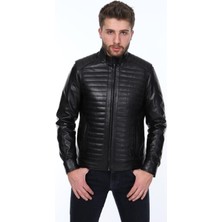 Deri Work Hakiki Deri Matignon Siyah Erkek Deri Ceket