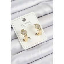 Xuping Zirkon Taşlı Kalp Model Gold Renk Kadın Küpe