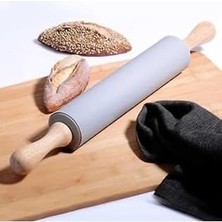 Orret Home Ahşap Saplı Silikon Merdane,dönerli Merdane,hamur Merdanesi,pizza ve Börek Hamuru Açmak
