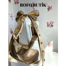 Rofo Butik Fiyonk ve Zımba Detay Kadın El ve Omuz Çantası
