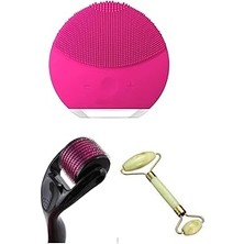 Forever Yüz Temizleme Aleti,dermaroller 540 Iğneli Cilt Yenileme Aleti, Jade Roller 2'li Yeşim Taşı