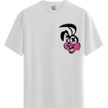 Color Luxe Twisted Bunny - %100 Pamuklu Erkek Beyaz Tişört - Premium Quality