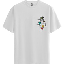 Color Luxe Grid Pulse - %100 Pamuklu Kadın Beyaz Tişört - Premium Quality