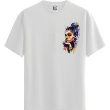 Color Luxe Thought Lines - %100 Pamuklu Kadın Beyaz Tişört - Premium Quality