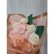 Gül Buketi, Italyan Krapon Kağıdıyla Yapılmış Gül Buketi, Anneler Günü Sevgililer Günü, Özel Günler Hediye Yapay Çiçek, Gift And Flowers
