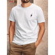 Unisex Pamuklu Sihirli Çizgi Ön Baskılı Tasarım Tshirt